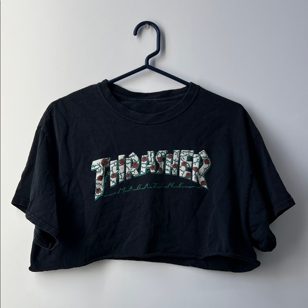 Thrasher Black Graphic Cropped Tee